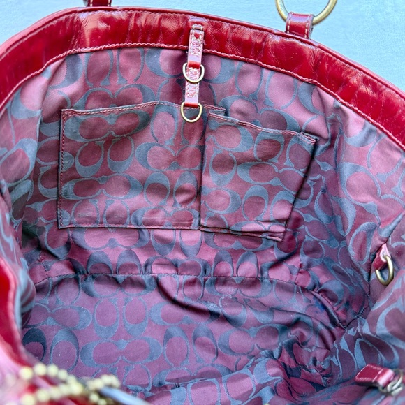 Coach Vintage 2007 Gallery East West Laced Tote Red Patent Leather 11500 - Picture 10 of 16